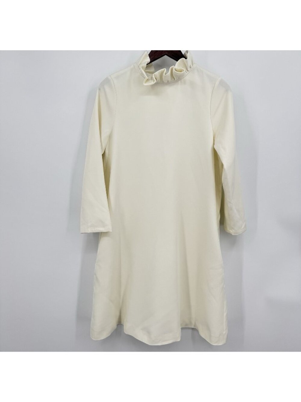Tuckernuck Ivory Daphne Dress size L Large Ruffle Collar Bow Swing Mini Cocktail